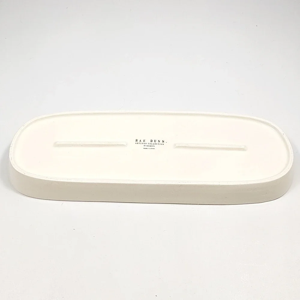 Rae Dunn Artisan Collection Magenta Cream Ceramic Oblong Serving Platter Tray14